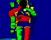 Disegno Astronauta  pitturato su domenico