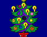 Disegno Albero di Natale con le candeline pitturato su lorenzo