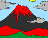 Disegno Monte Fuji pitturato su damian