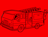 Disegno Pompieri sul camion  pitturato su salvosalvoc