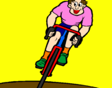 Disegno Ciclista con il berretto  pitturato su graziana