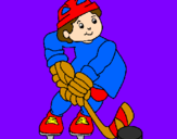 Disegno Bambino che gioca a hockey  pitturato su pietro