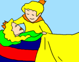 Disegno La principessa addormentata e il principe  pitturato su irene