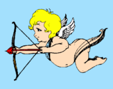 Disegno Cupido in volo  pitturato su Gabriele