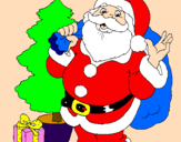 Disegno Babbo Natale con lalbero di Natale pitturato su PAOLO