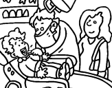 Disegno Bambino dal dentista pitturato su erika