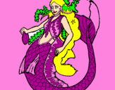 Disegno Sirena con una lunga chioma pitturato su shana