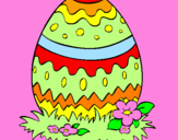 Disegno Uovo di Pasqua 2 pitturato su OVETTO