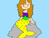 Disegno Sirena seduta su una roccia  pitturato su benedetta