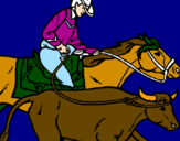 Disegno Cowboy e mucca  pitturato su giuseppe
