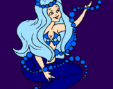 Disegno Sirena tra mille bollicine  pitturato su CLARA