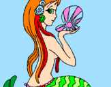 Disegno Sirena e perla  pitturato su benedetta