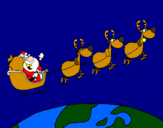 Disegno Babbo Natale che consegna i regali 3 pitturato su Aiman