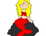 Disegno Sirena seduta su una roccia  pitturato su marta aiello