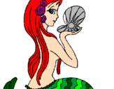 Disegno Sirena e perla  pitturato su Giusy 