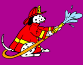Disegno Dalmata pompiere  pitturato su ricky