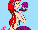 Disegno Sirena e perla  pitturato su alice. r.