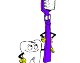 Disegno Molare e spazzolino da denti pitturato su margherita