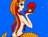 Disegno Sirena e perla  pitturato su francesca