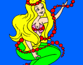 Disegno Sirena tra mille bollicine  pitturato su Arianna