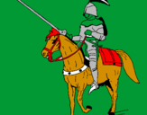 Disegno Cavallerizzo a cavallo  pitturato su francesca