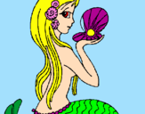 Disegno Sirena e perla  pitturato su kristen
