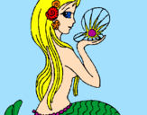 Disegno Sirena e perla  pitturato su alice