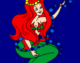 Disegno Sirena tra mille bollicine  pitturato su Ariel (Alessia)