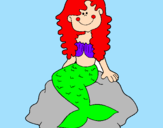 Disegno Sirena seduta su una roccia  pitturato su GIORGIA M.