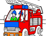 Disegno Camion dei Pompieri  pitturato su enrico