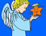 Disegno Angelo e stella  pitturato su yle angelo gabriele