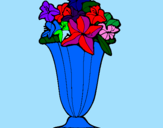 Disegno Vaso di fiori pitturato su nina