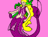 Disegno Sirena con una lunga chioma pitturato su alessia