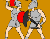 Disegno Lotta di gladiatori  pitturato su combat medieval