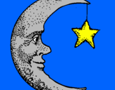 Disegno Luna e stelle  pitturato su Giorgia Gianmarco