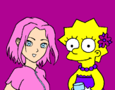 Disegno Sakura e Lisa pitturato su Erica