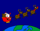 Disegno Babbo Natale che consegna i regali 3 pitturato su ennion