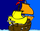 Disegno Barca  pitturato su alessadro