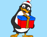 Disegno Pinguino pitturato su flavio natale            