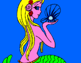 Disegno Sirena e perla  pitturato su Giulia