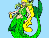 Disegno Sirena con una lunga chioma pitturato su MIRIAM