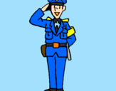 Disegno Poliziotto che saluta  pitturato su LORENZO