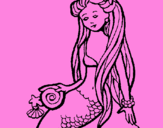 Disegno Sirena con la conchiglia  pitturato su SARA