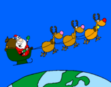 Disegno Babbo Natale che consegna i regali 3 pitturato su simone