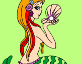 Disegno Sirena e perla  pitturato su Francesca
