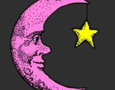 Disegno Luna e stelle  pitturato su klea