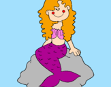 Disegno Sirena seduta su una roccia  pitturato su Gaia
