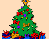 Disegno Albero di Natale  pitturato su albero
