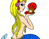 Disegno Sirena e perla  pitturato su nicolò toso