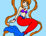 Disegno Sirena con le perle  pitturato su Fiorenza